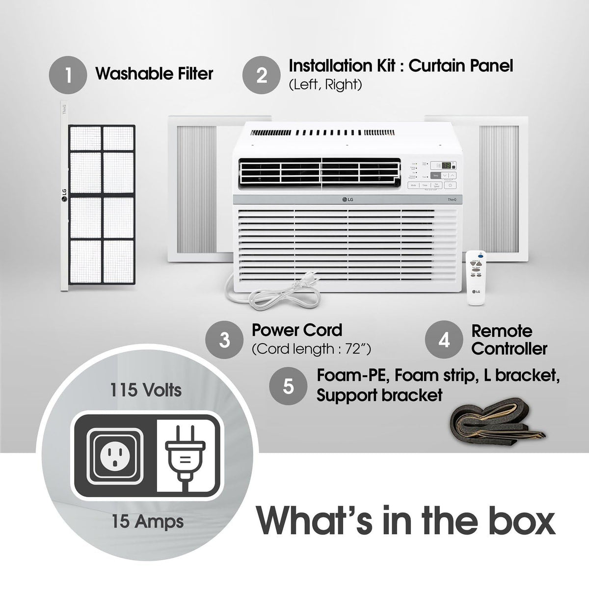8,000 Window Air Conditioner, 115V, 350 Sq.Ft. (14' x 25' Room Size), Quiet Operation, Electronic Control with Remote