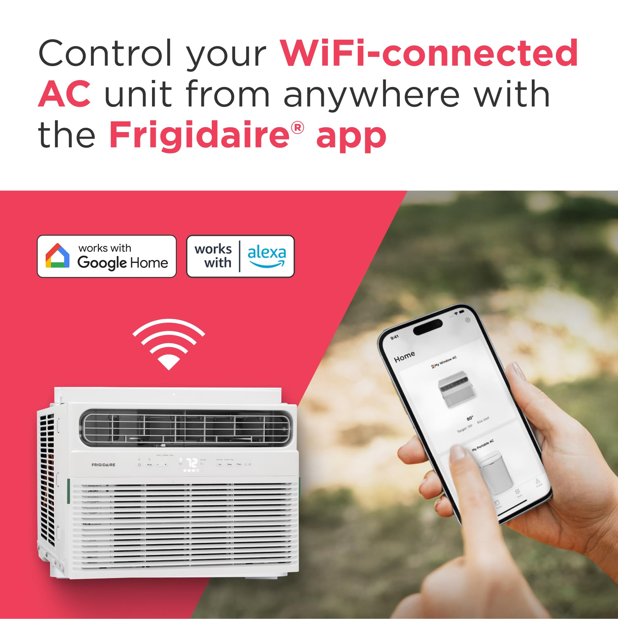 10,000 BTU Smart Window Air Conditioner with Wi-Fi, Cools Up to 450 Sq. Ft., Remote Control, Quiet Operation